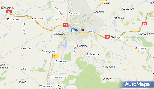 mapa Gęsiniec, Gęsiniec na mapie Targeo