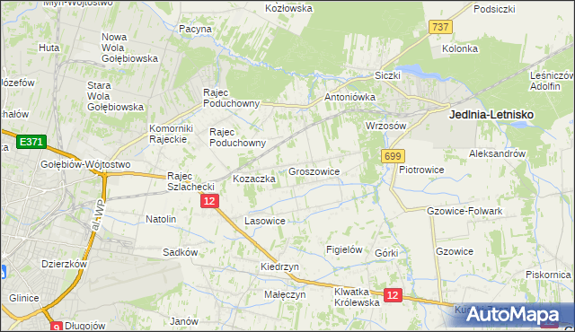 mapa Groszowice, Groszowice na mapie Targeo