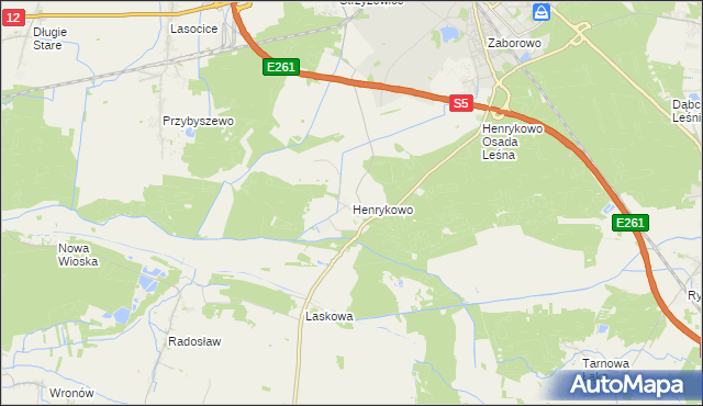 mapa Henrykowo gmina Święciechowa, Henrykowo gmina Święciechowa na mapie Targeo