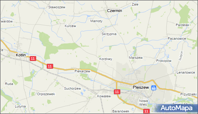 mapa Korzkwy, Korzkwy na mapie Targeo