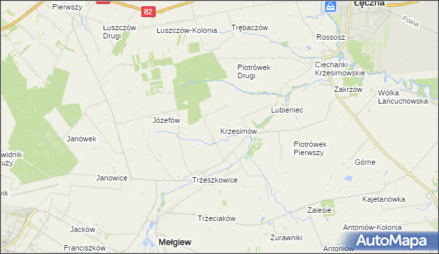 mapa Krzesimów, Krzesimów na mapie Targeo