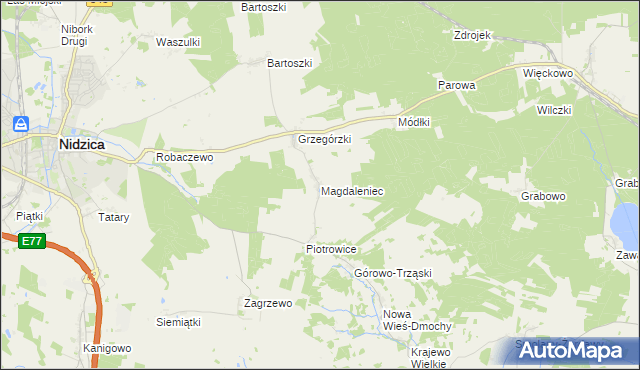 mapa Magdaleniec gmina Nidzica, Magdaleniec gmina Nidzica na mapie Targeo