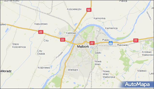 mapa Malborka, Malbork na mapie Targeo