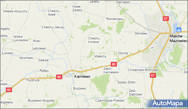 mapa Malechy, Malechy na mapie Targeo