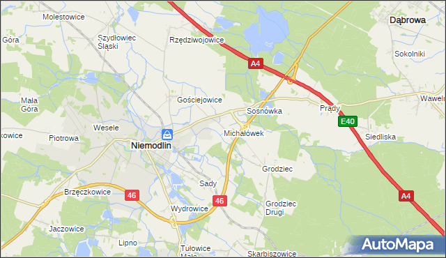 mapa Michałówek gmina Niemodlin, Michałówek gmina Niemodlin na mapie Targeo