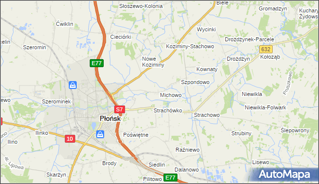 mapa Michowo, Michowo na mapie Targeo