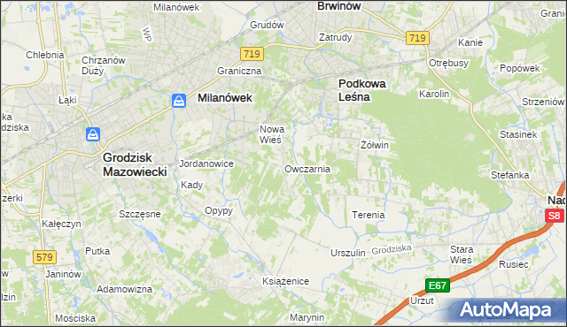 mapa Owczarnia gmina Brwinów, Owczarnia gmina Brwinów na mapie Targeo