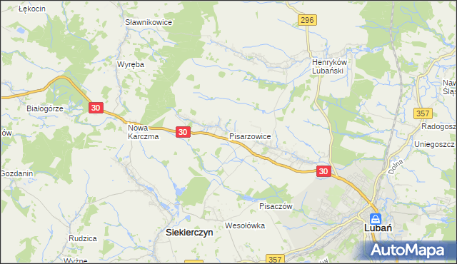 mapa Pisarzowice gmina Lubań, Pisarzowice gmina Lubań na mapie Targeo