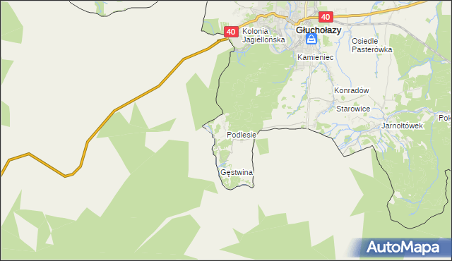 mapa Podlesie gmina Głuchołazy, Podlesie gmina Głuchołazy na mapie Targeo