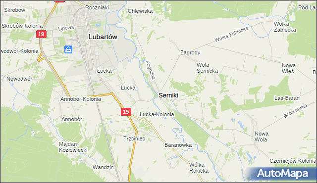 mapa Serniki, Serniki na mapie Targeo