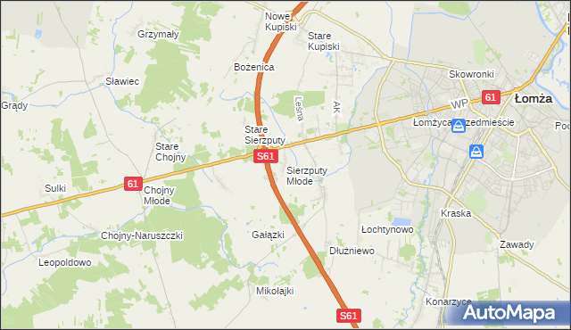 mapa Sierzputy Młode, Sierzputy Młode na mapie Targeo