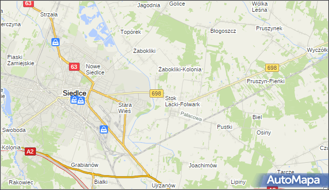 mapa Stok Lacki-Folwark, Stok Lacki-Folwark na mapie Targeo