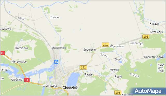 mapa Strzelęcin, Strzelęcin na mapie Targeo