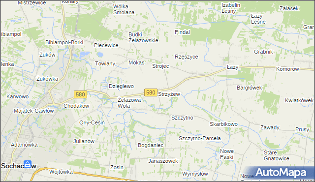 mapa Strzyżew gmina Kampinos, Strzyżew gmina Kampinos na mapie Targeo