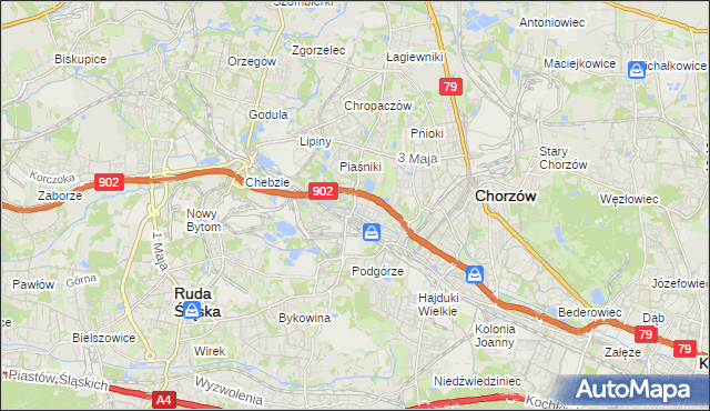 mapa Świętochłowice, Świętochłowice na mapie Targeo