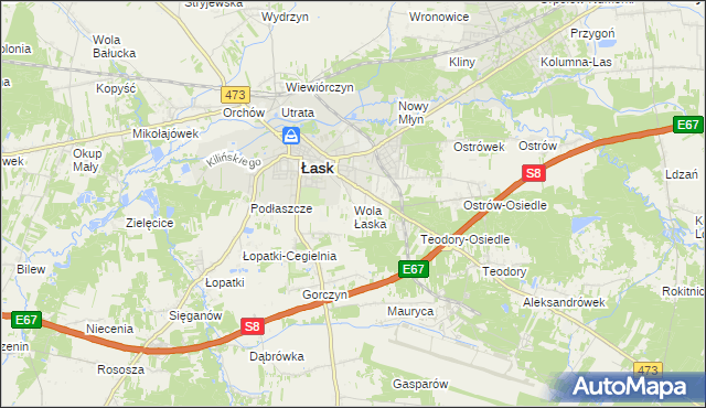 mapa Wola Łaska, Wola Łaska na mapie Targeo