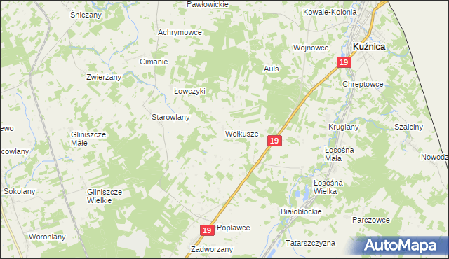 mapa Wołkusze, Wołkusze na mapie Targeo