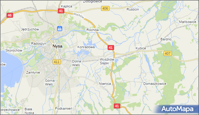 mapa Wyszków Śląski, Wyszków Śląski na mapie Targeo