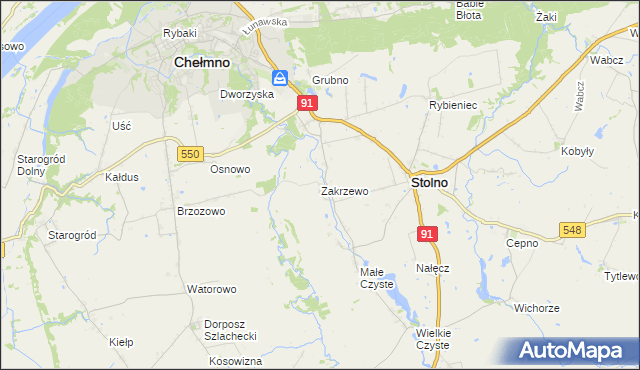 mapa Zakrzewo gmina Stolno, Zakrzewo gmina Stolno na mapie Targeo