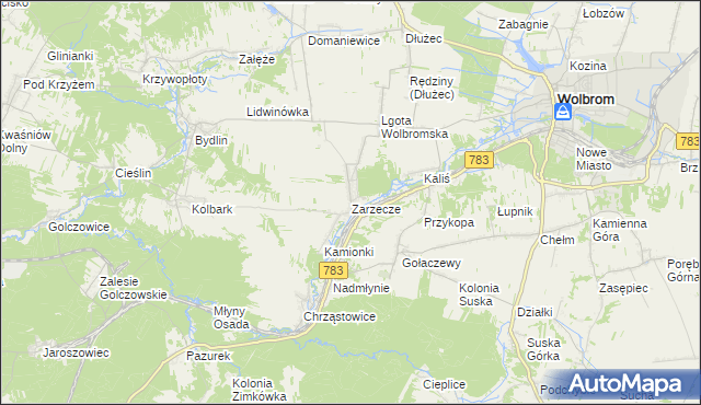 mapa Zarzecze gmina Wolbrom, Zarzecze gmina Wolbrom na mapie Targeo