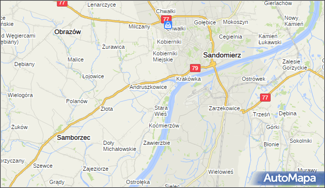 mapa Zawisełcze, Zawisełcze na mapie Targeo