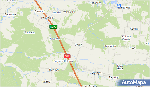 mapa Żerdź gmina Żyrzyn, Żerdź gmina Żyrzyn na mapie Targeo