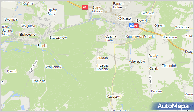 mapa Żurada, Żurada na mapie Targeo