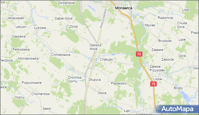 mapa Chałupki gmina Morawica, Chałupki gmina Morawica na mapie Targeo