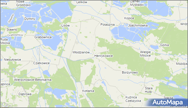 mapa Henrykowice, Henrykowice na mapie Targeo