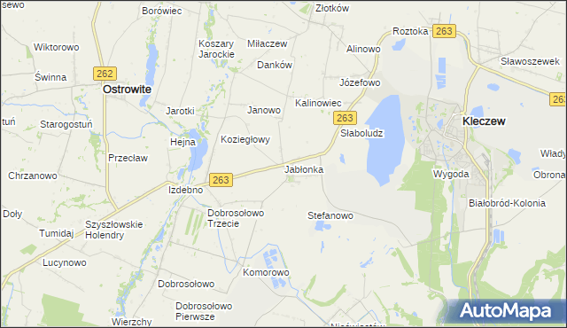 mapa Jabłonka gmina Kleczew, Jabłonka gmina Kleczew na mapie Targeo