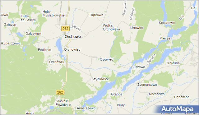 mapa Osówiec gmina Orchowo, Osówiec gmina Orchowo na mapie Targeo