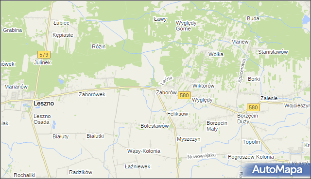 mapa Zaborów gmina Leszno, Zaborów gmina Leszno na mapie Targeo