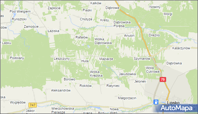 mapa Maziarze, Maziarze na mapie Targeo