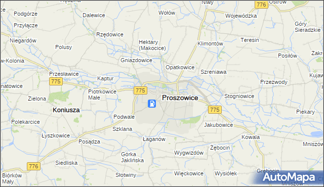 mapa Proszowice, Proszowice na mapie Targeo