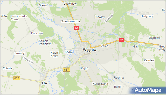 mapa Węgrów, Węgrów na mapie Targeo