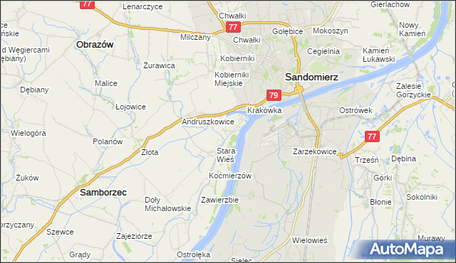 mapa Zawisełcze, Zawisełcze na mapie Targeo