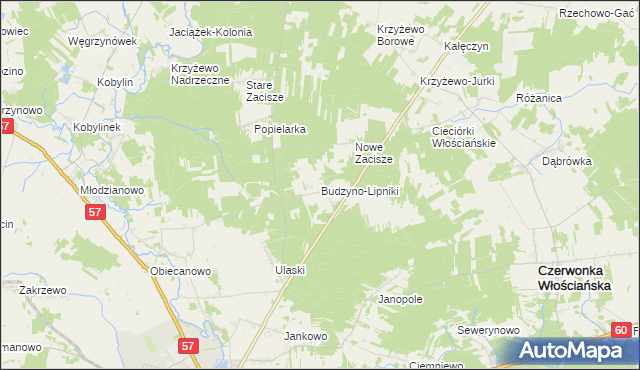mapa Budzyno-Lipniki, Budzyno-Lipniki na mapie Targeo