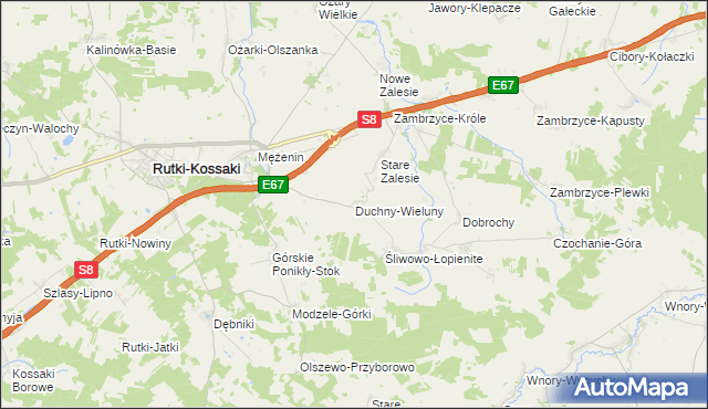 mapa Duchny-Wieluny, Duchny-Wieluny na mapie Targeo