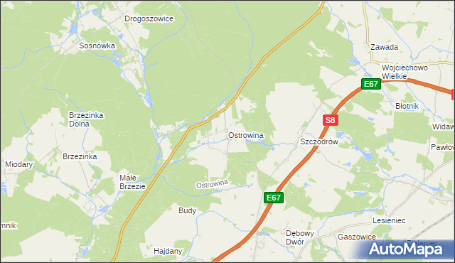 mapa Ostrowina, Ostrowina na mapie Targeo