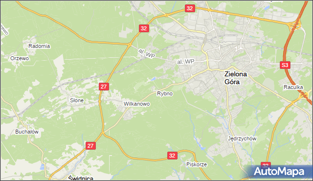 mapa Rybno gmina Świdnica, Rybno gmina Świdnica na mapie Targeo