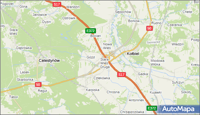 mapa Stara Wieś Druga gmina Kołbiel, Stara Wieś Druga gmina Kołbiel na mapie Targeo