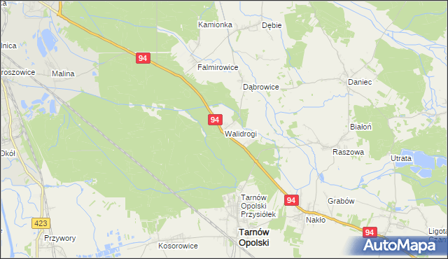 mapa Walidrogi, Walidrogi na mapie Targeo