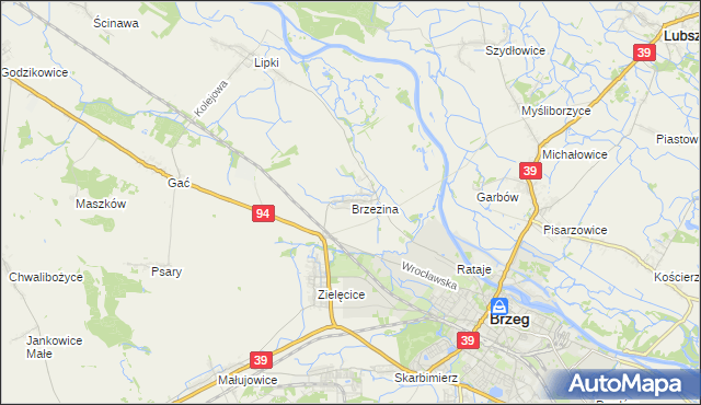 mapa Brzezina gmina Skarbimierz, Brzezina gmina Skarbimierz na mapie Targeo