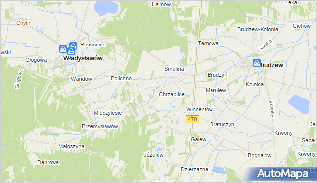 mapa Chrząblice, Chrząblice na mapie Targeo
