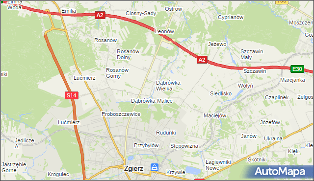 mapa Dąbrówka-Sowice, Dąbrówka-Sowice na mapie Targeo