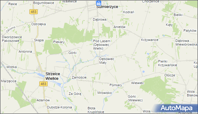 mapa Dębowiec Mały, Dębowiec Mały na mapie Targeo