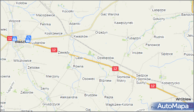 mapa Dziebędów, Dziebędów na mapie Targeo