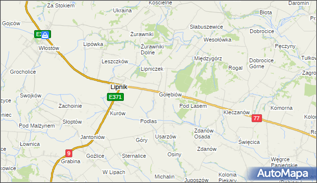 mapa Gołębiów gmina Lipnik, Gołębiów gmina Lipnik na mapie Targeo