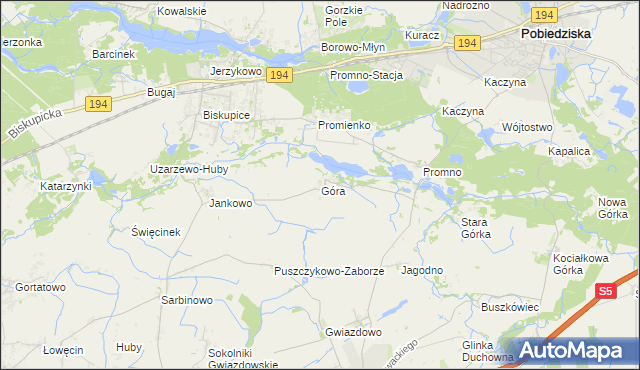 mapa Góra gmina Pobiedziska, Góra gmina Pobiedziska na mapie Targeo