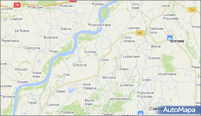 mapa Górki gmina Borowa, Górki gmina Borowa na mapie Targeo